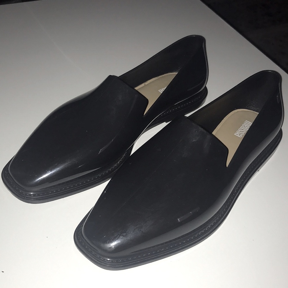 Melissa Size 5 M PRANA Black Patent Leather Slip On Loafers